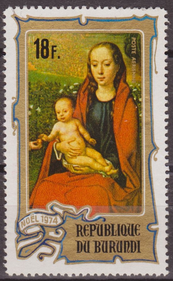 Burundi 1974 Scott C213 Sello º Christmas Madonna & Child de Hans Memling 18F Correo Aereo